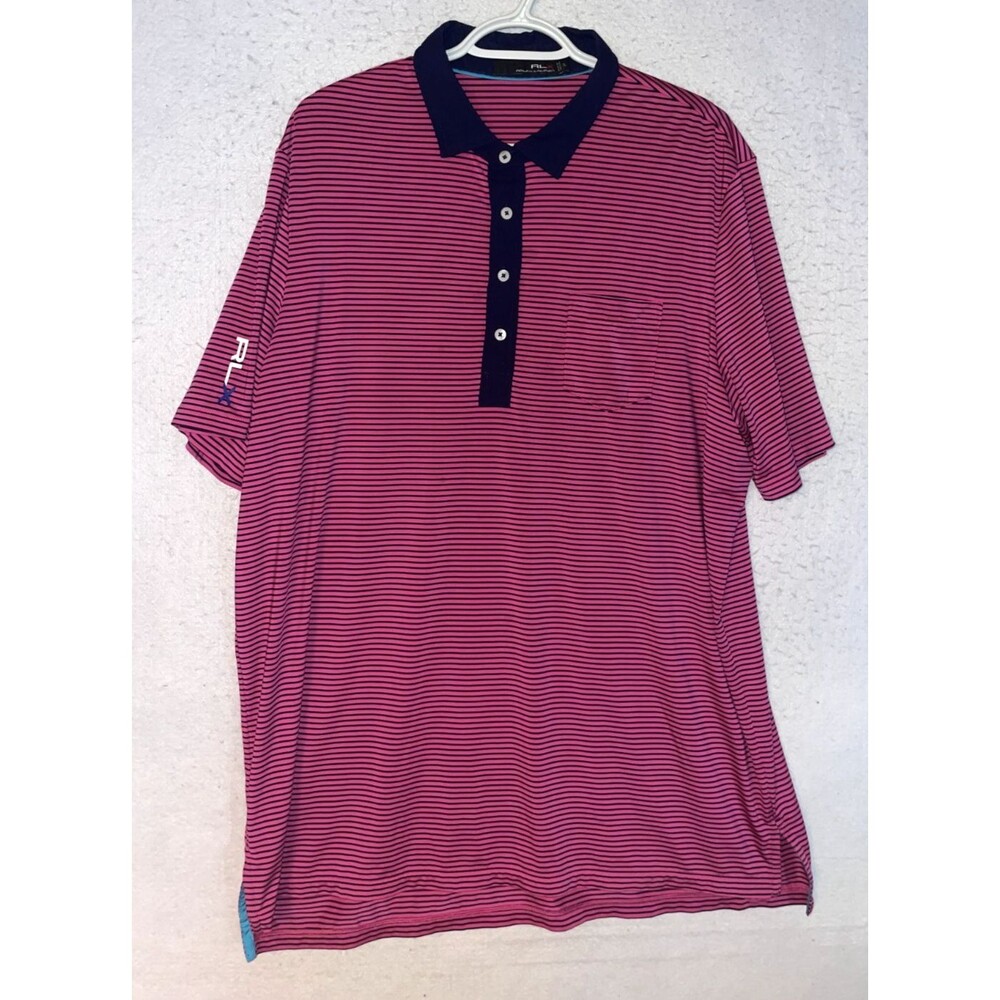 RLX Ralph Lauren Polo Shirt Mens XL Golf Performance Short Sleeve Pocket Pink